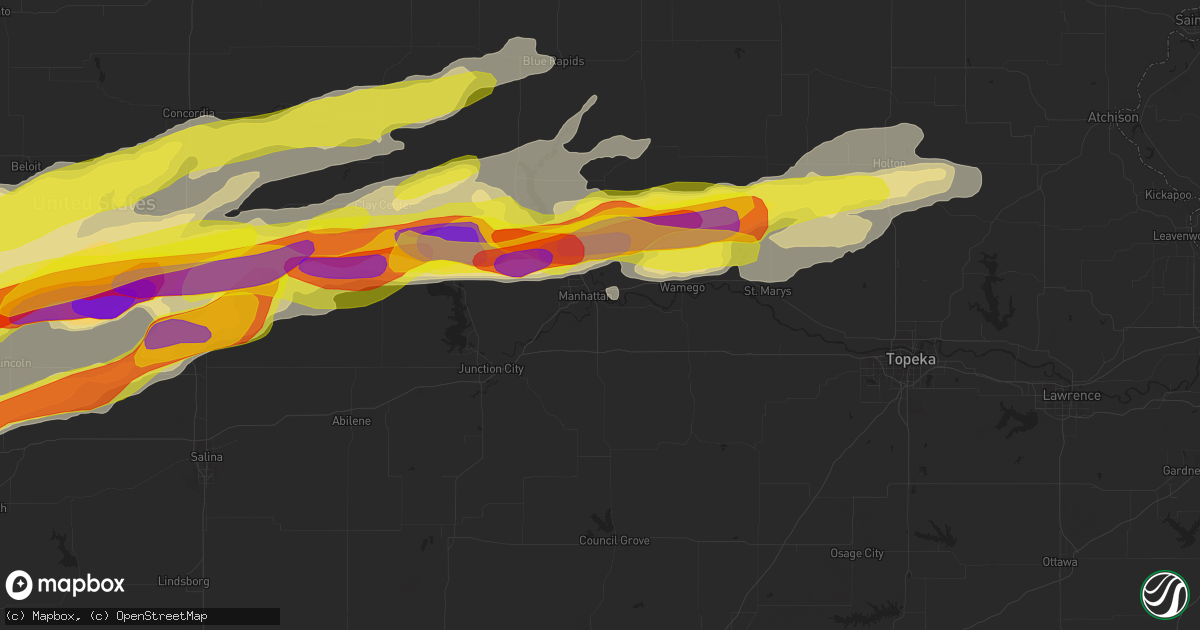 Hail map in Manhattan, KS on May 1, 2018