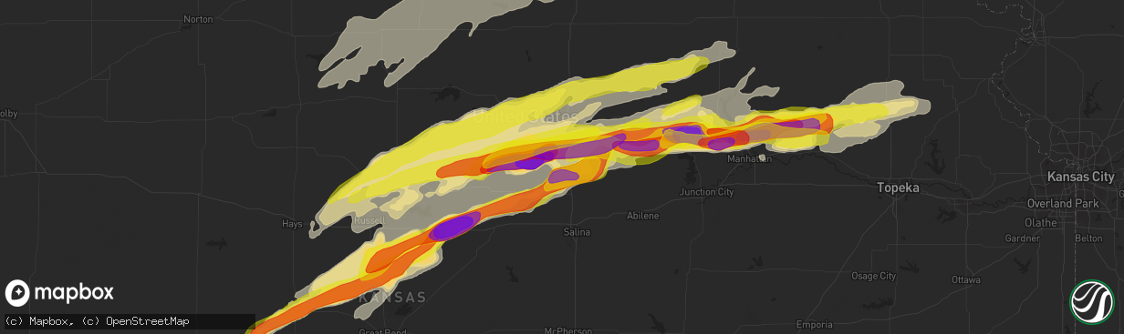 Hail map in Minneapolis, KS on May 1, 2018