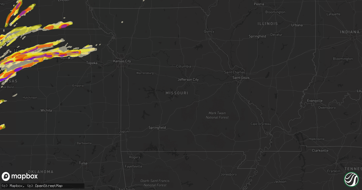 Hail map in Missouri on May 1, 2018