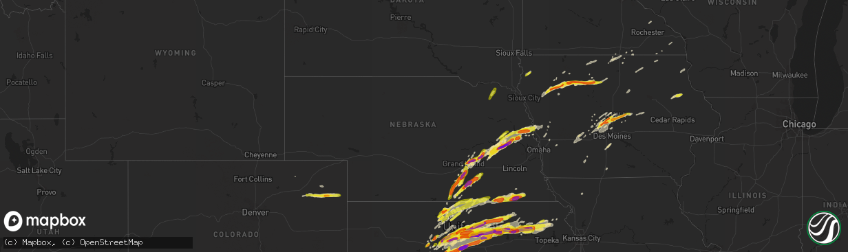 Hail map in Nebraska on May 1, 2018