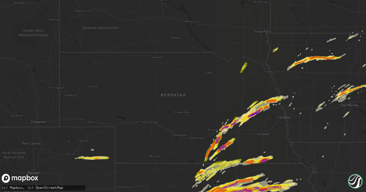 Hail map in Nebraska on May 1, 2018