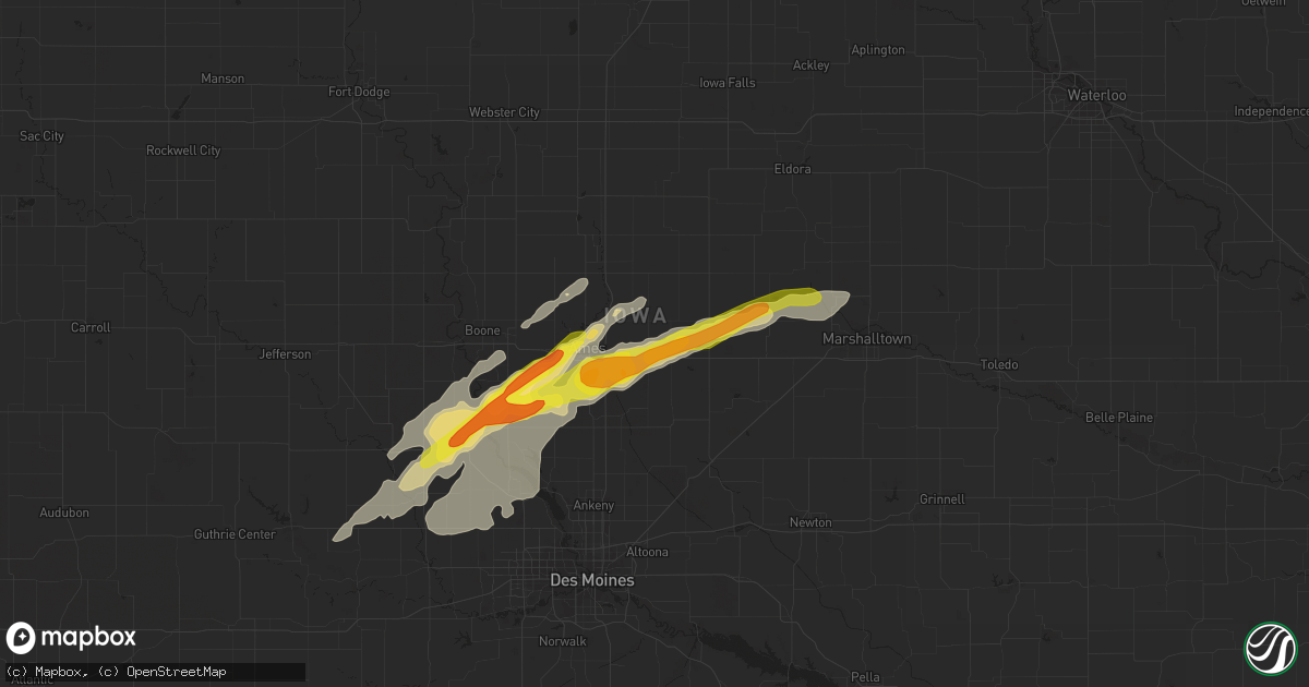 Hail map in Nevada, IA on May 1, 2018
