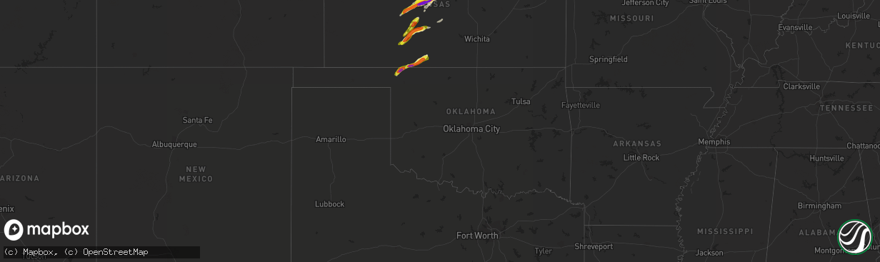 Hail map in Oklahoma on May 1, 2018