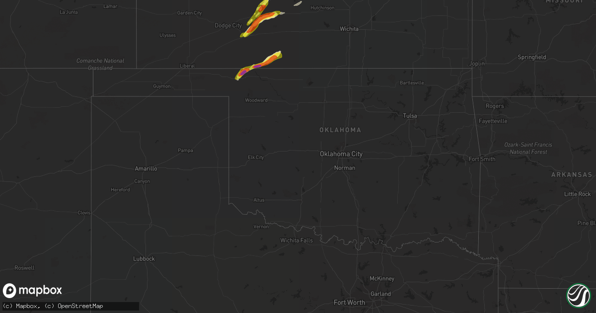 Hail map in Oklahoma on May 1, 2018