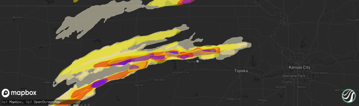 Hail map in Riley, KS on May 1, 2018