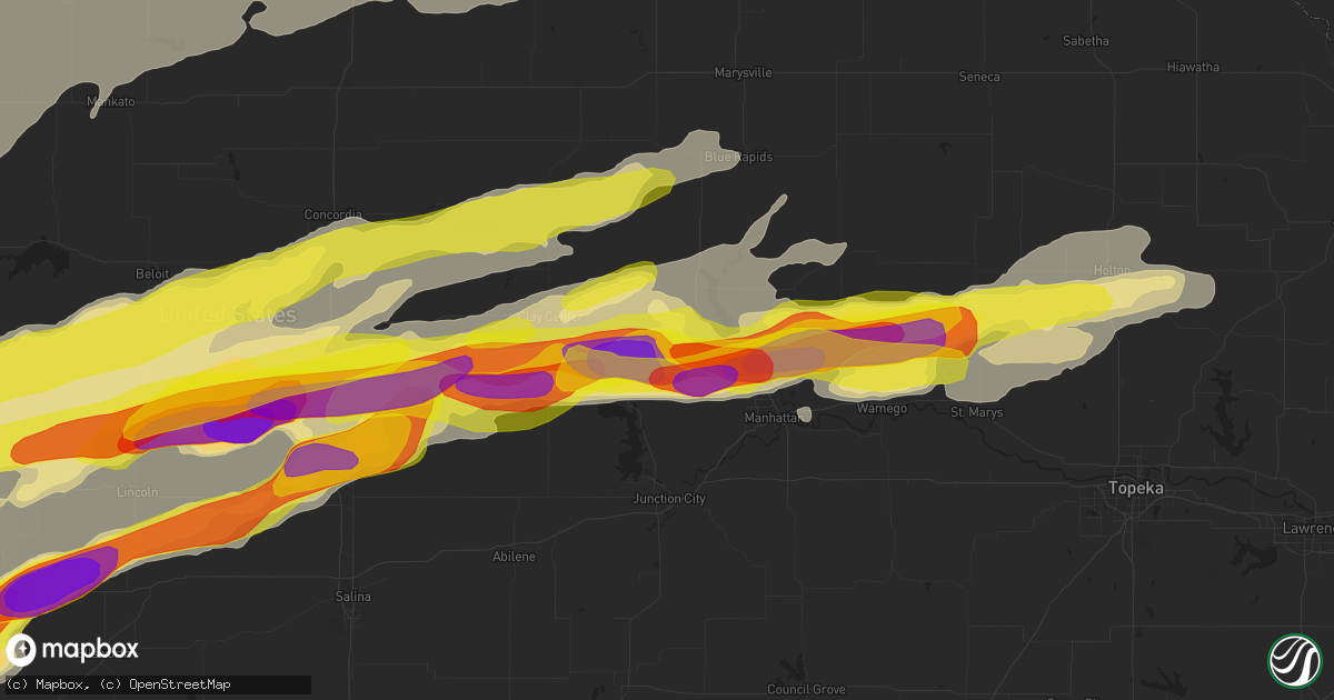 Hail map in Riley, KS on May 1, 2018