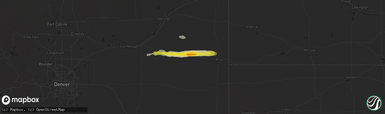 Hail map in Yuma, CO on May 1, 2018