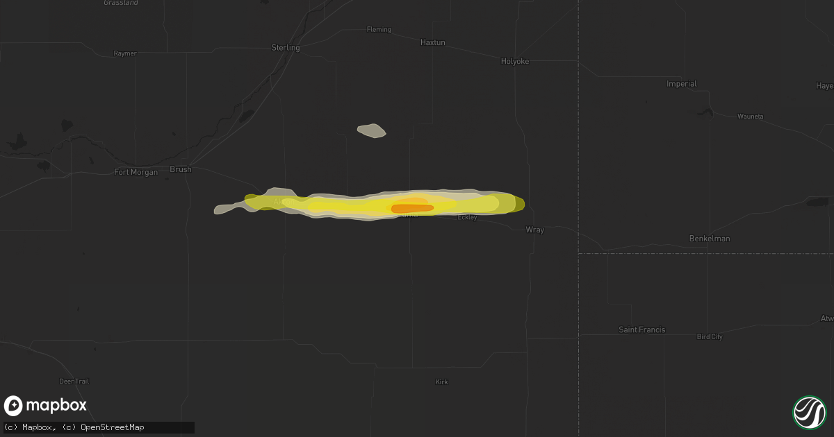 Hail map in Yuma, CO on May 1, 2018