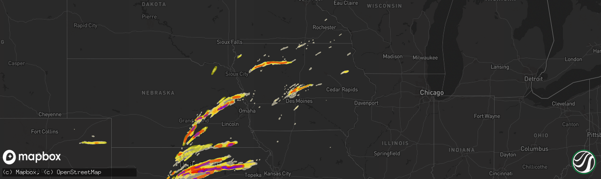 Hail map on May 1, 2018