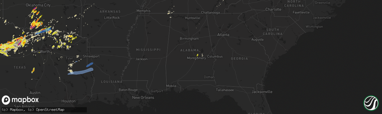 Hail map in Alabama on May 1, 2019