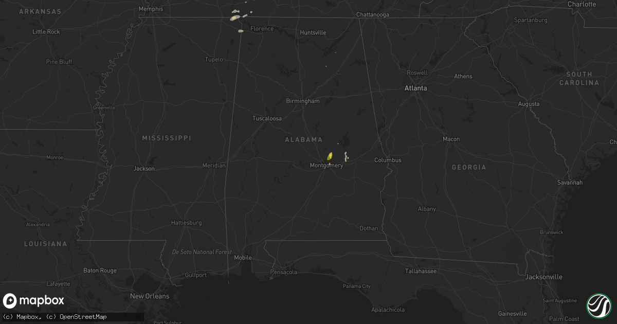 Hail map in Alabama on May 1, 2019