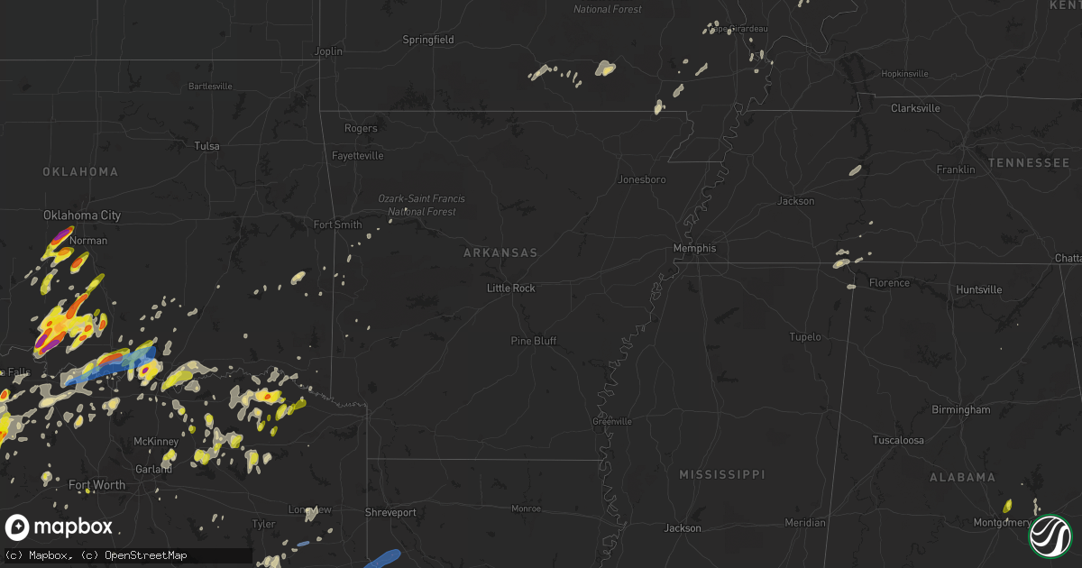Hail map in Arkansas on May 1, 2019