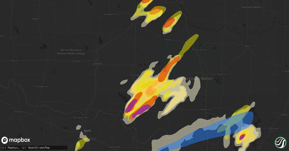 Hail map in Duncan, OK on May 1, 2019