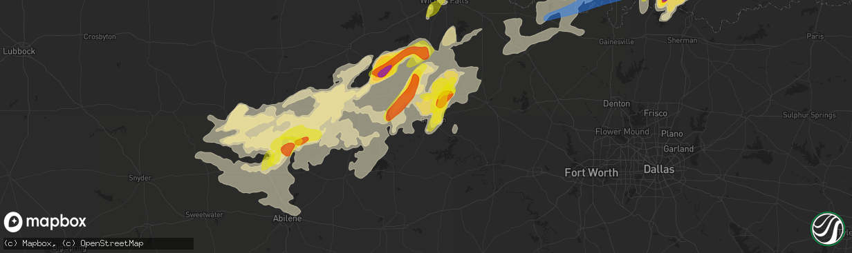 Hail map in Graham, TX on May 1, 2019