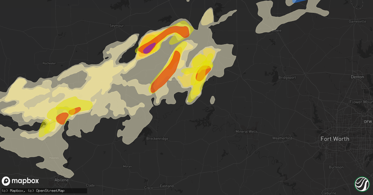 Hail map in Graham, TX on May 1, 2019