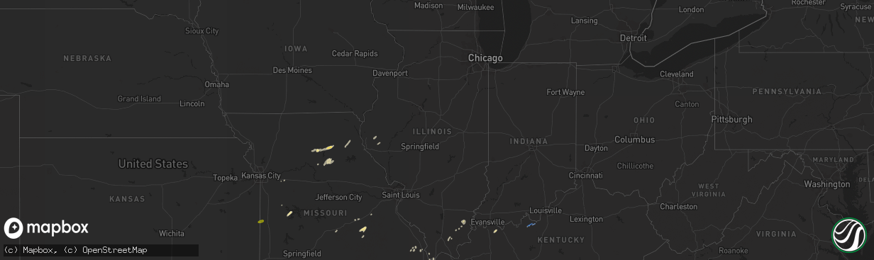 Hail map in Illinois on May 1, 2019