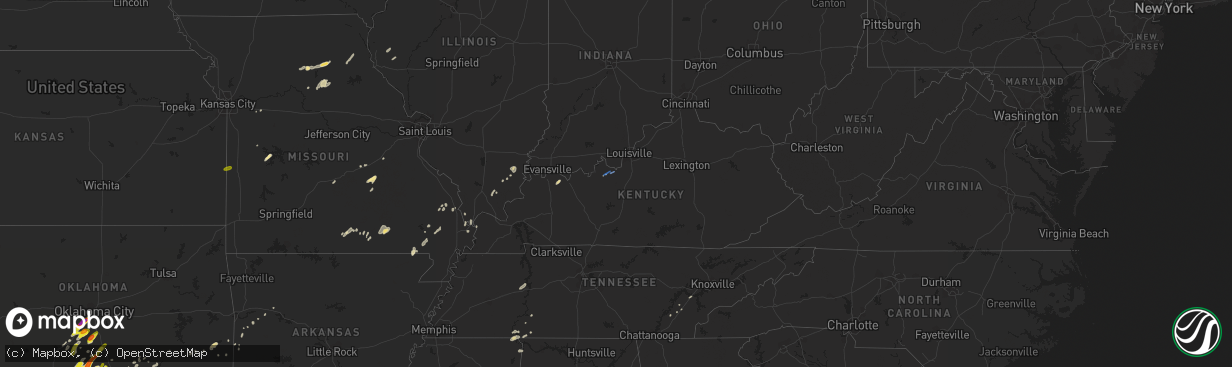 Hail map in Kentucky on May 1, 2019