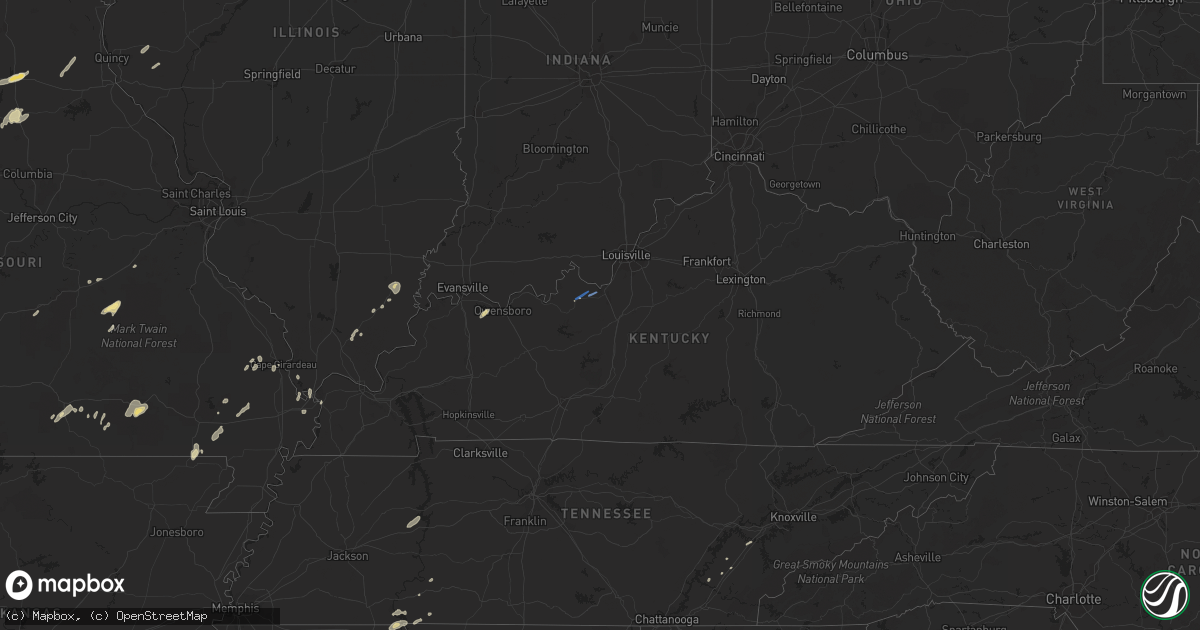 Hail map in Kentucky on May 1, 2019