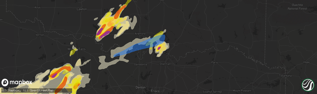 Hail map in Kingston, OK on May 1, 2019