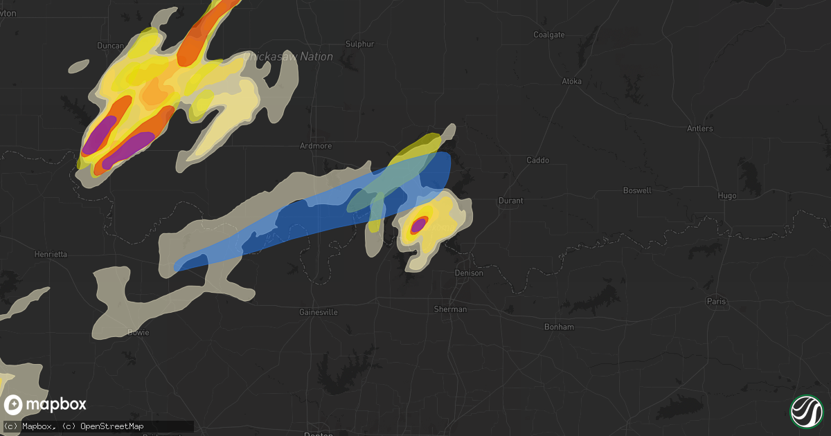 Hail map in Kingston, OK on May 1, 2019