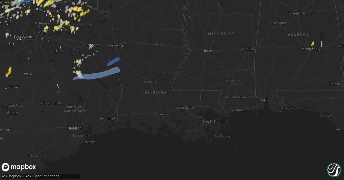 Hail map in Louisiana on May 1, 2019