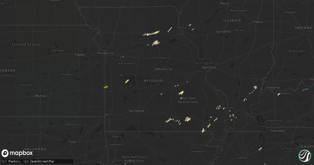 Hail map in Missouri on May 1, 2019