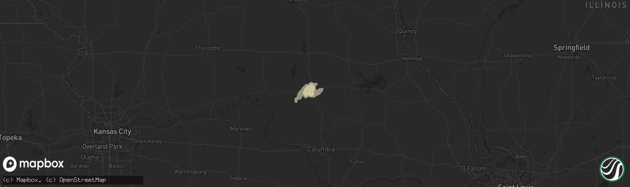 Hail map in Moberly, MO on May 1, 2019