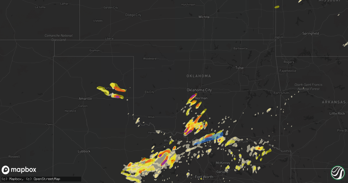 Hail map in Oklahoma on May 1, 2019