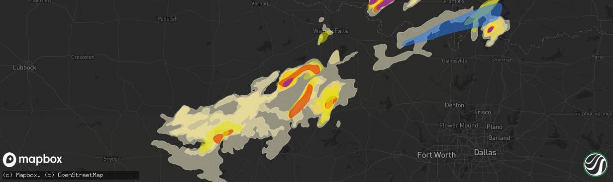 Hail map in Olney, TX on May 1, 2019