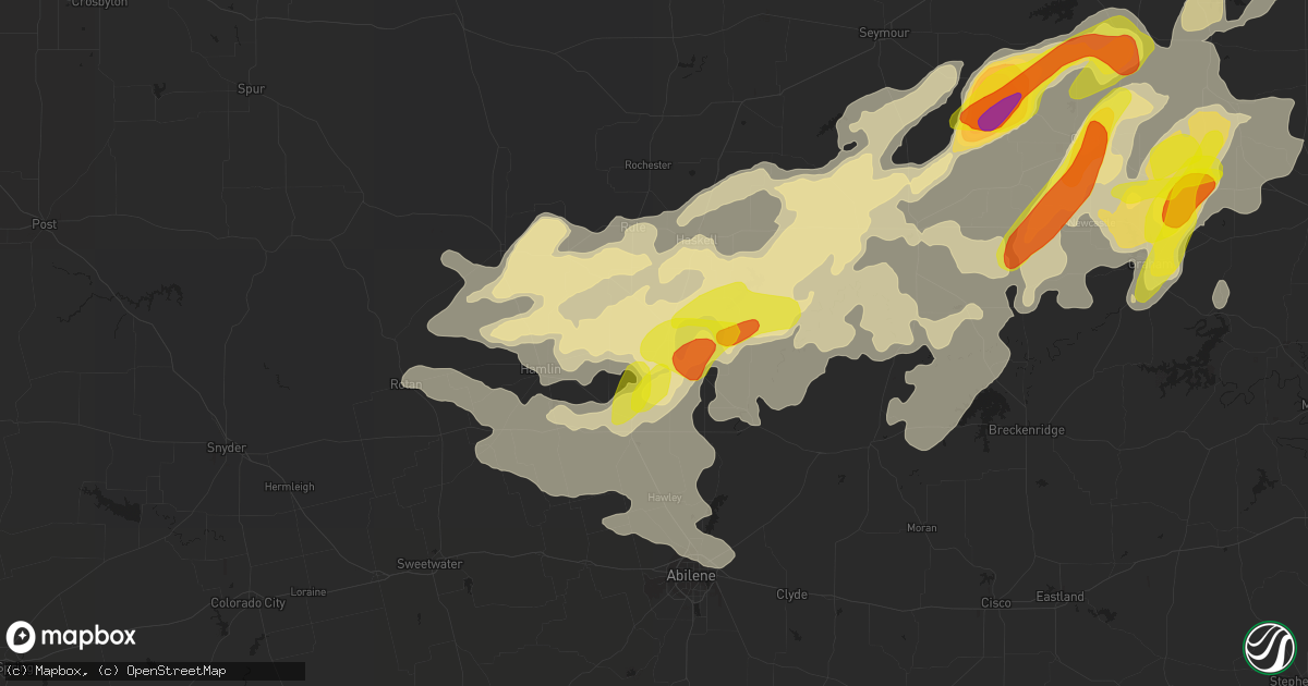 Hail map in Stamford, TX on May 1, 2019