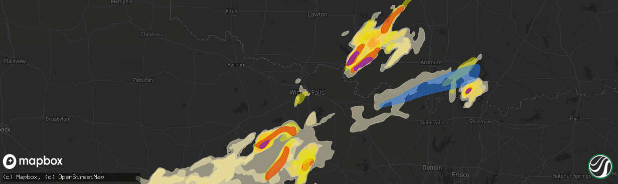 Hail map in Wichita Falls, TX on May 1, 2019