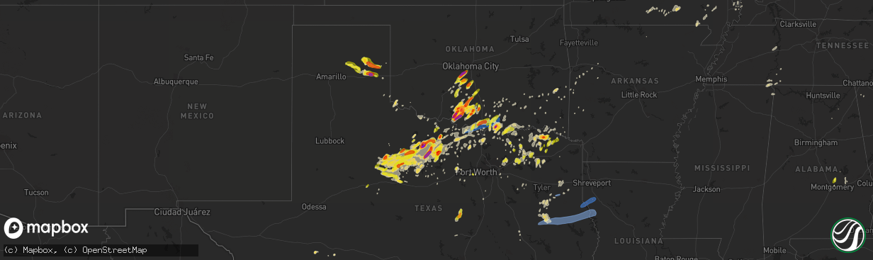 Hail map on May 1, 2019