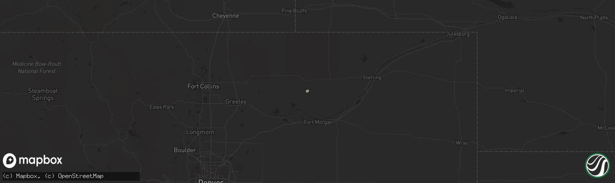 Hail map in Bosler, WY on May 1, 2020