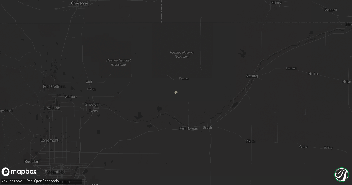 Hail map in Weldona, CO on May 1, 2020