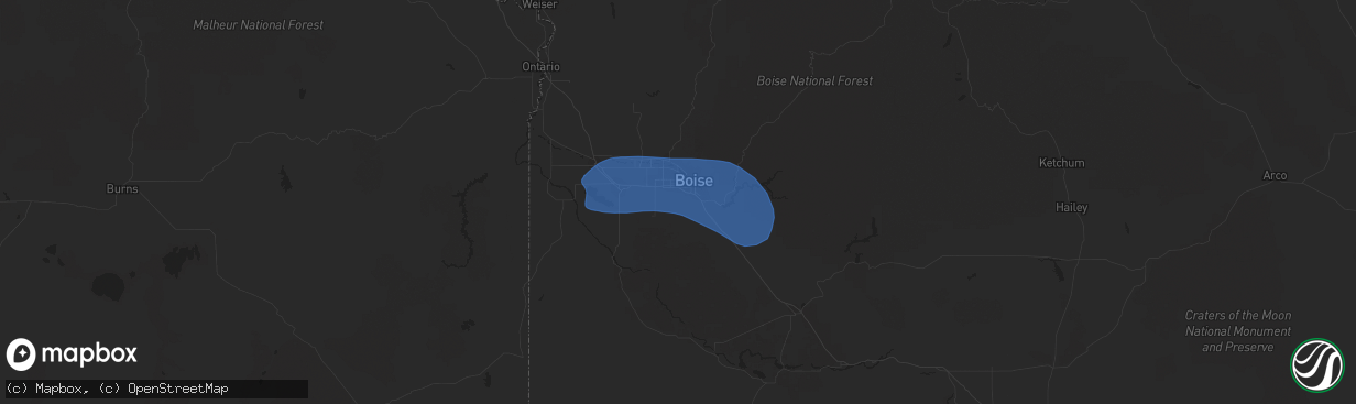 Hail map in Boise, ID on May 1, 2021