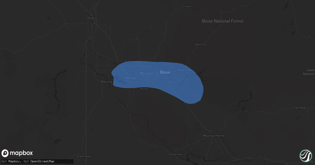 Hail map in Boise, ID on May 1, 2021
