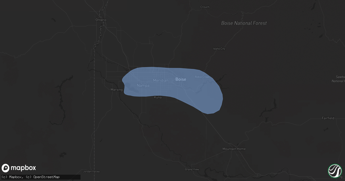 Hail map in Caldwell, ID on May 1, 2021
