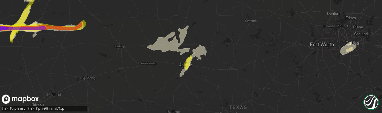 Hail map in Abilene, TX on May 1, 2022