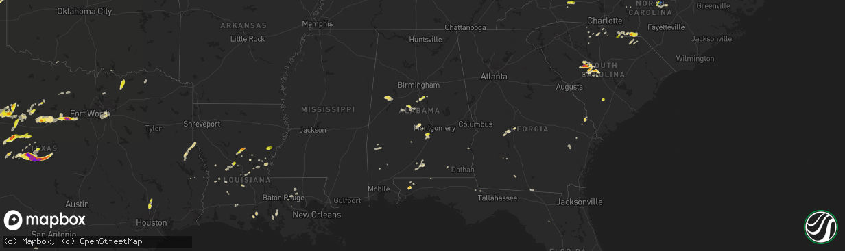 Hail map in Alabama on May 1, 2022