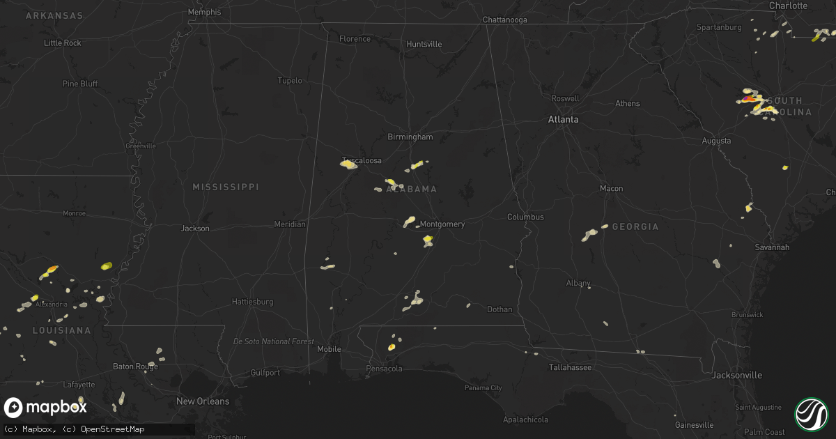 Hail map in Alabama on May 1, 2022