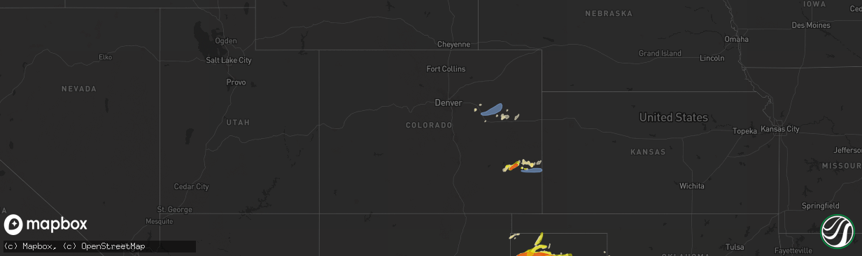 Hail map in Colorado on May 1, 2022