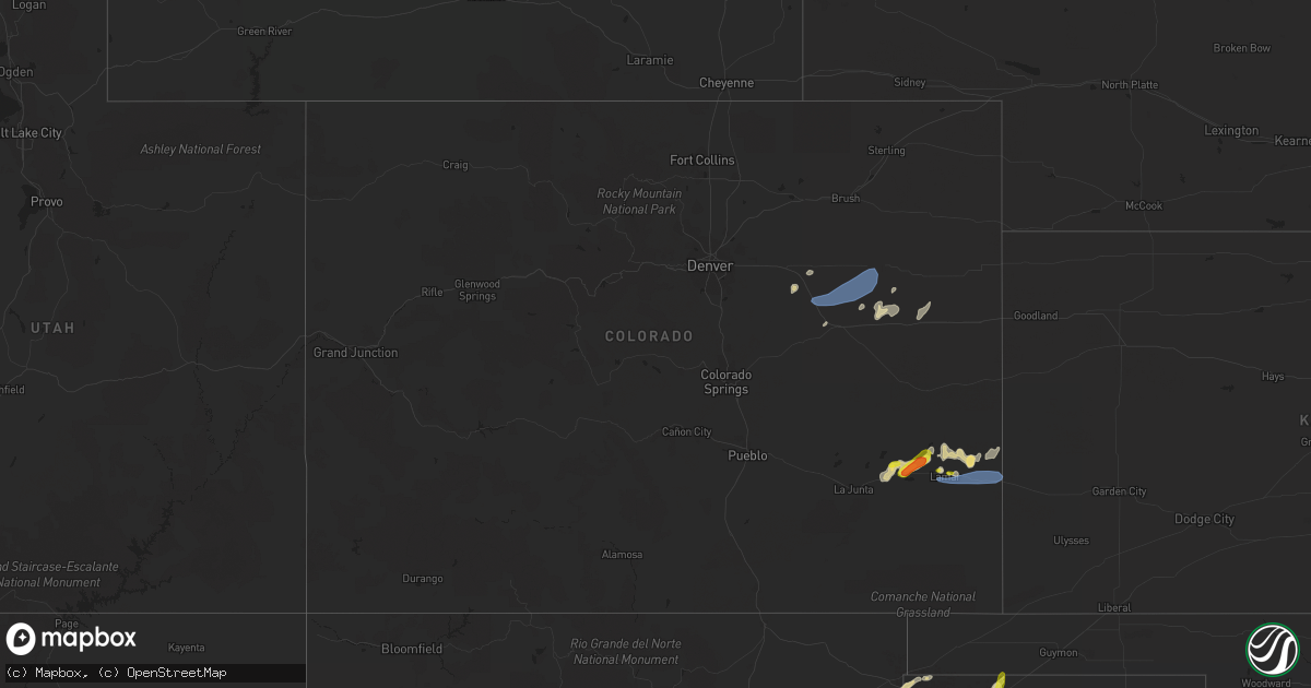 Hail map in Colorado on May 1, 2022