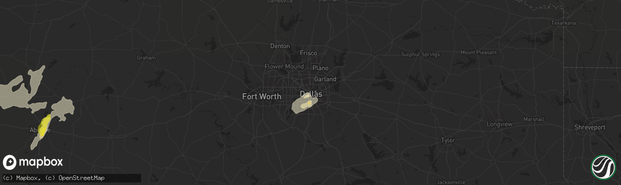 Hail map in Dallas, TX on May 1, 2022