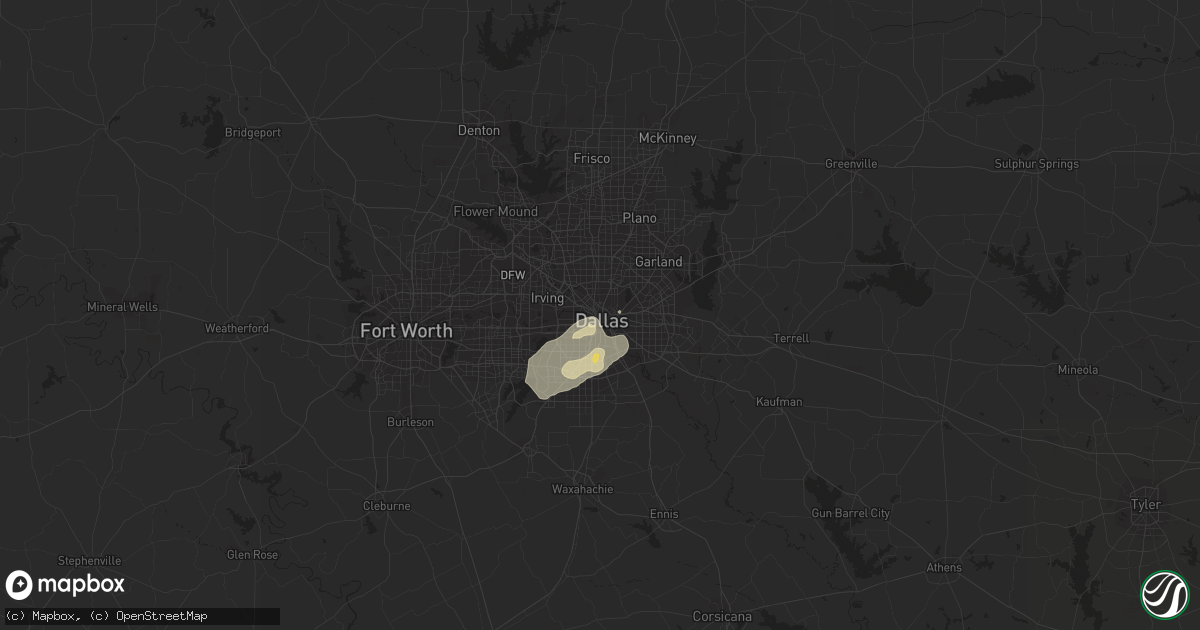 Hail map in Dallas, TX on May 1, 2022
