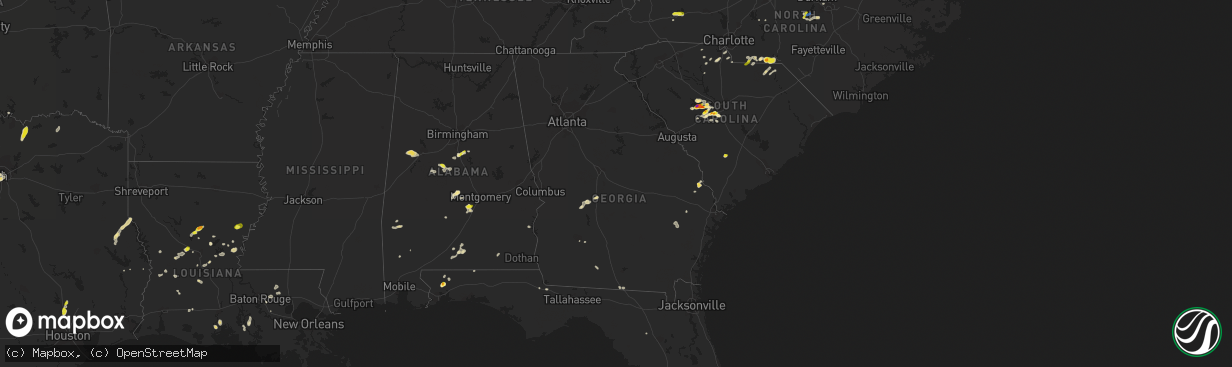 Hail map in Georgia on May 1, 2022