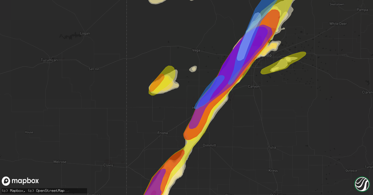 Hail map in Hereford, TX on May 1, 2022