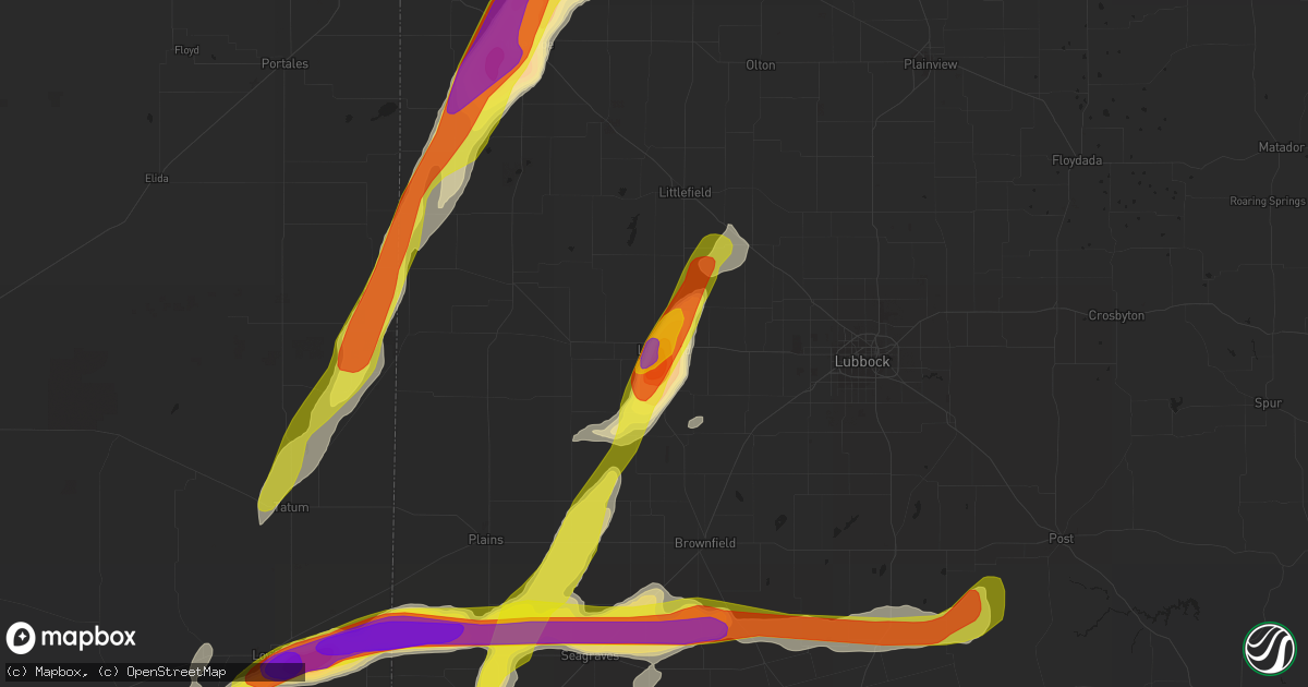 Hail map in Levelland, TX on May 1, 2022