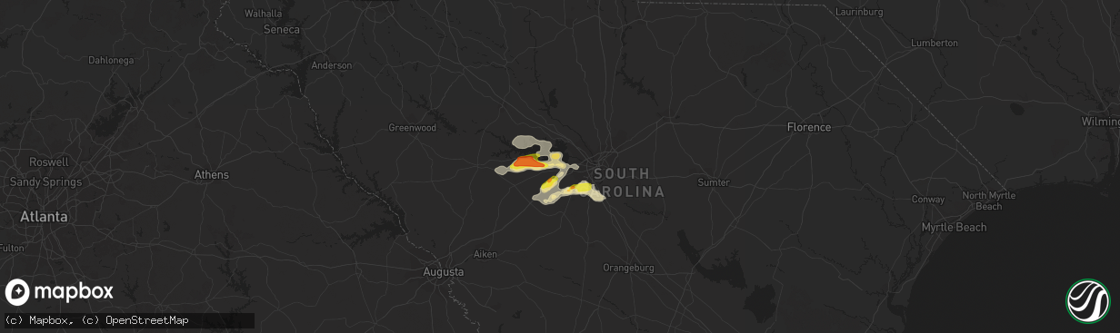 Hail map in Lexington, SC on May 1, 2022