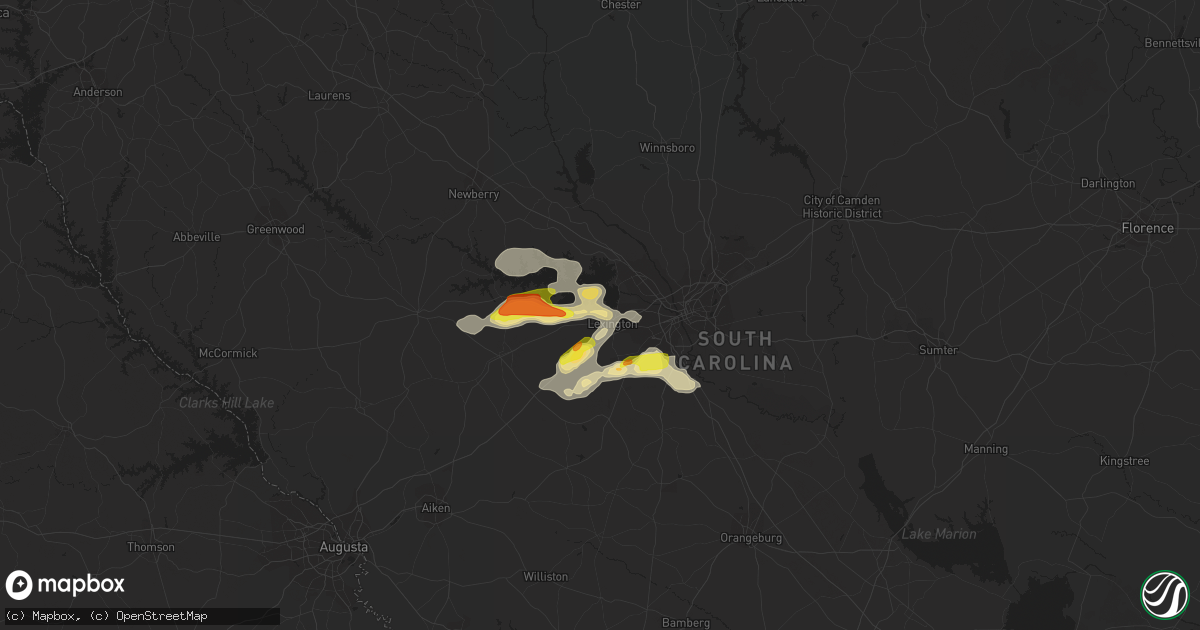 Hail map in Lexington, SC on May 1, 2022