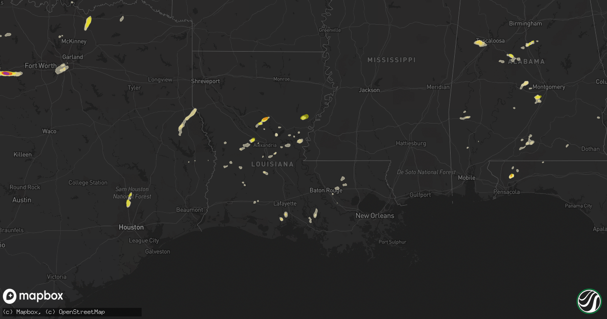 Hail map in Louisiana on May 1, 2022